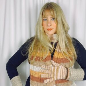 Vintage Missoni Foulard Scarf + Gloves Set with Sparkle Weave in Italian Mohair